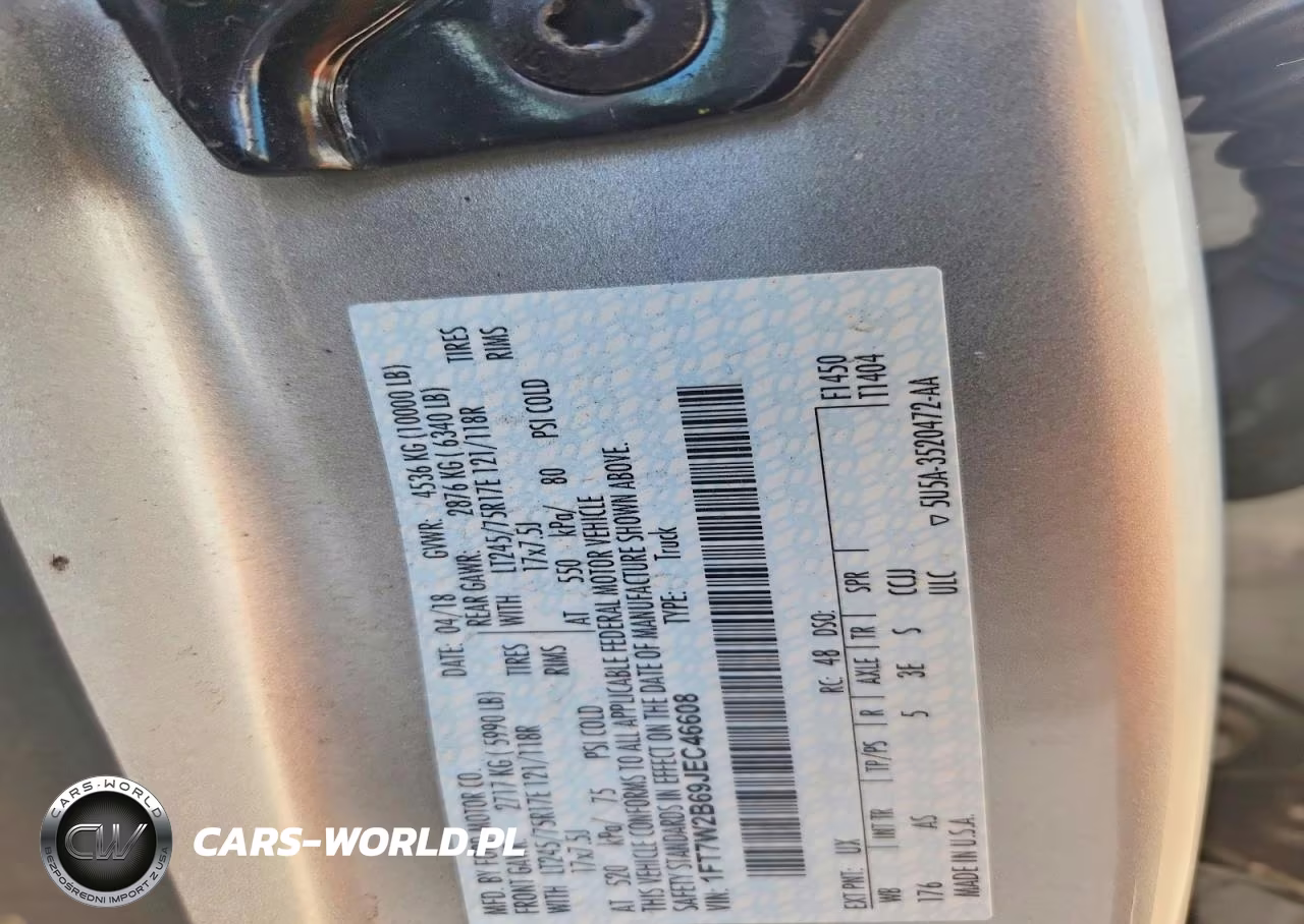 2018 Ford F250 Super Duty VIN:1FT7W2B69JEC46608 - 12