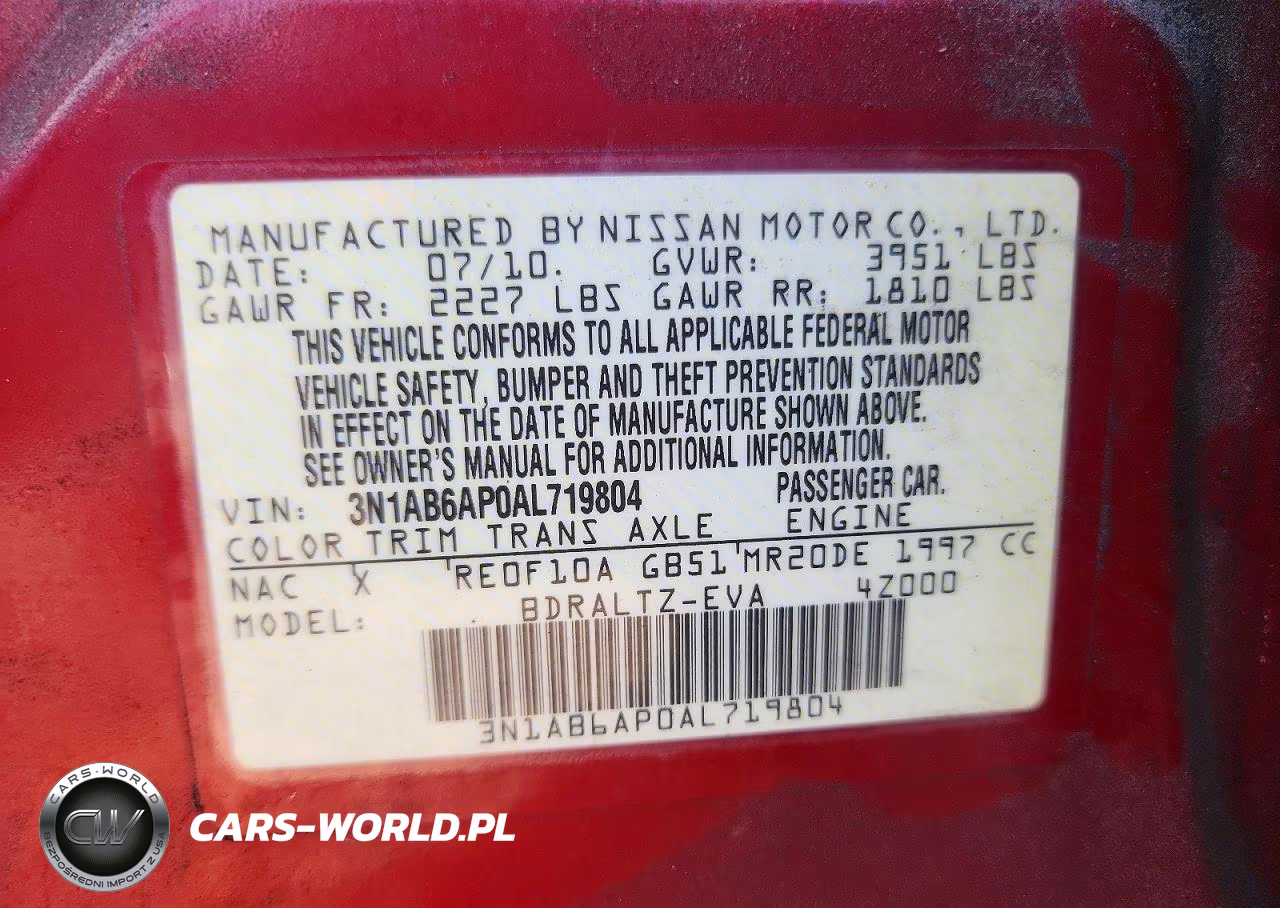 2010 Nissan Sentra 2.0 VIN:3N1AB6AP0AL719804 - 12