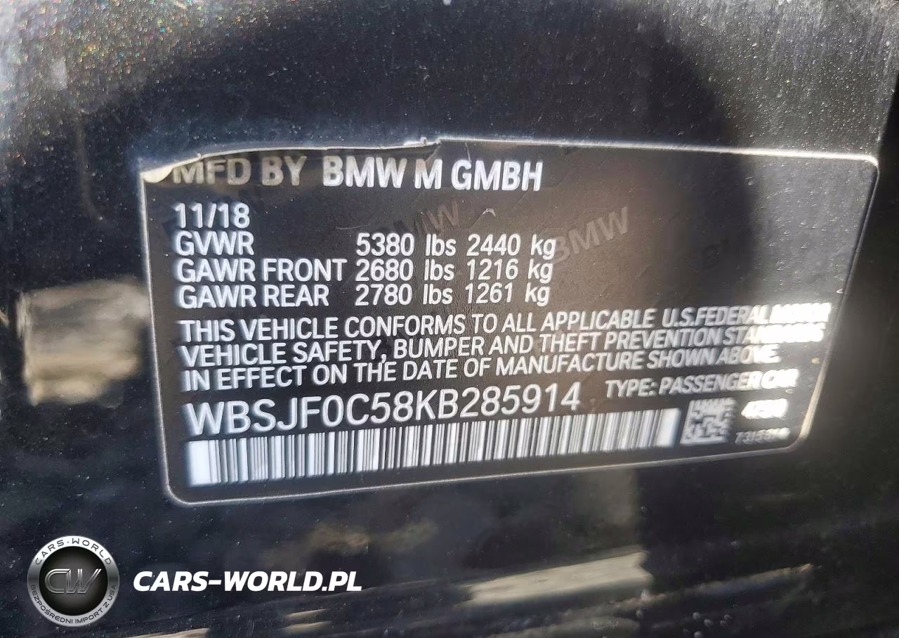 2019 BMW M5 VIN:WBSJF0C58KB285914 - 12