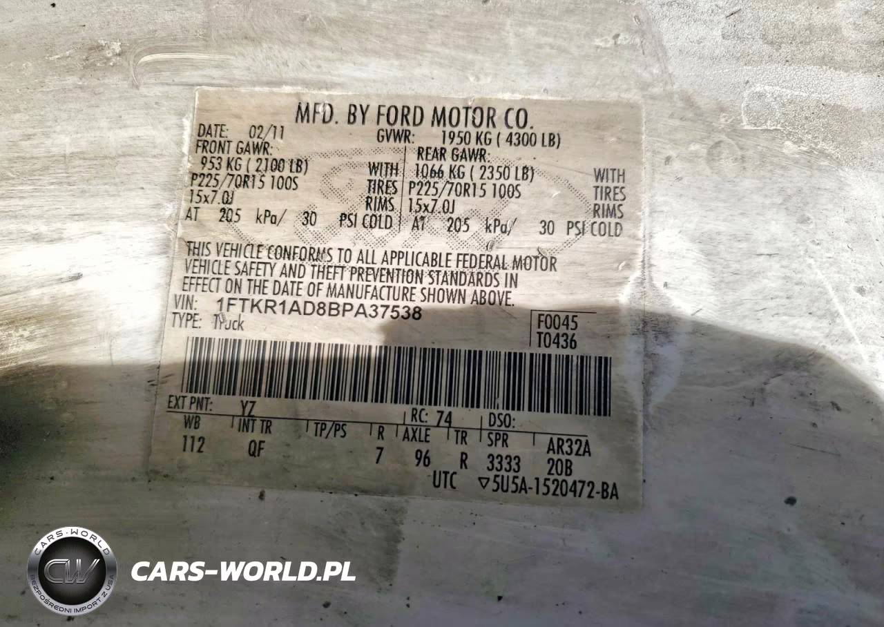 2011 Ford Ranger VIN:1FTKR1AD8BPA37538 - 12