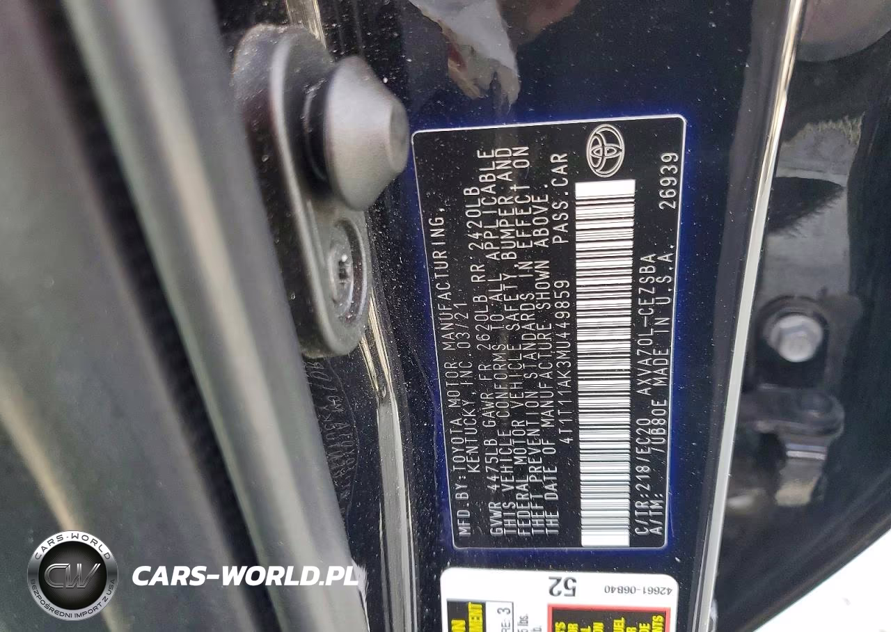 2021 Toyota Camry Se Nightshade VIN:4T1T11AK3MU449859 - 13