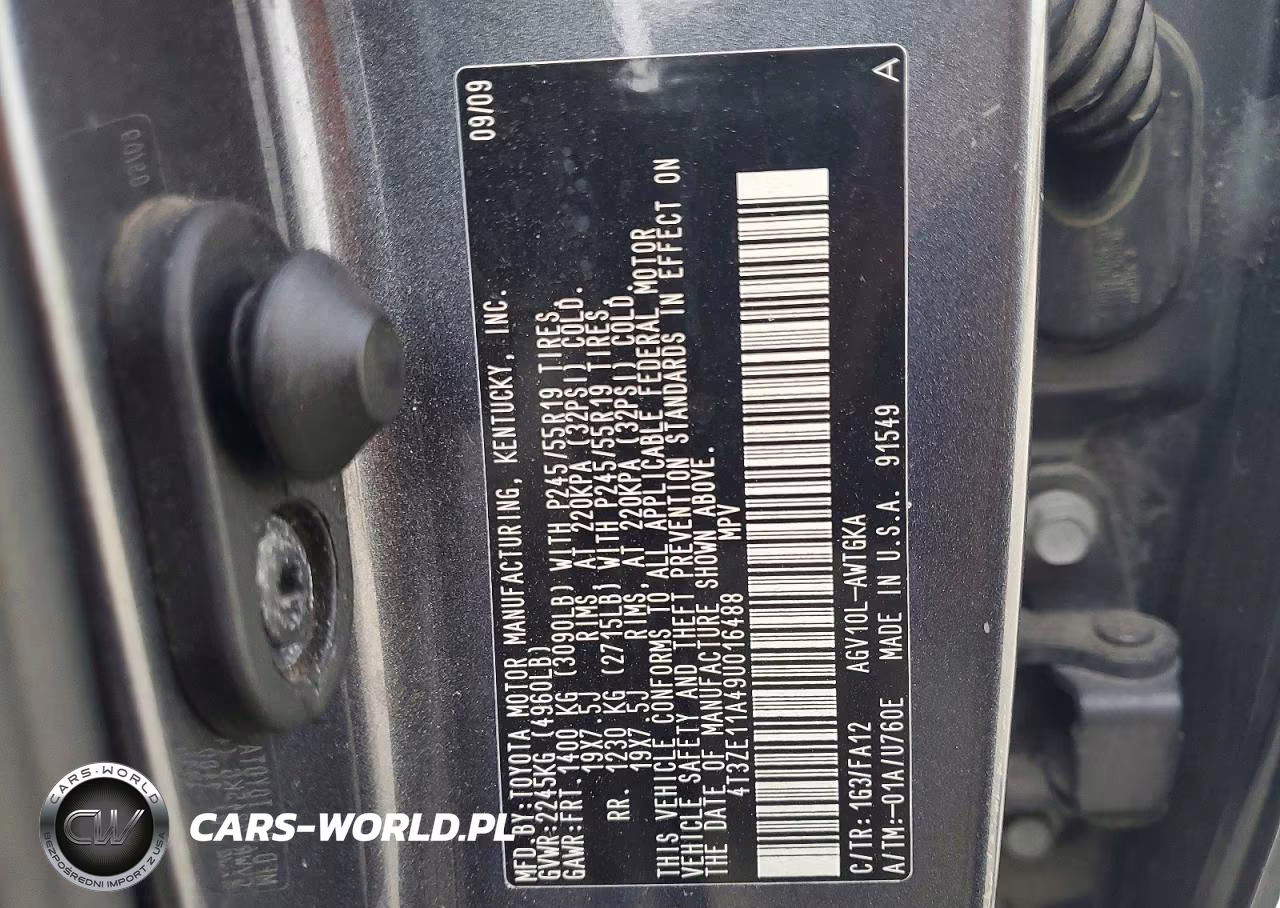2009 Toyota Venza Fwd 4Cyl VIN:4T3ZE11A49U016488 - 14