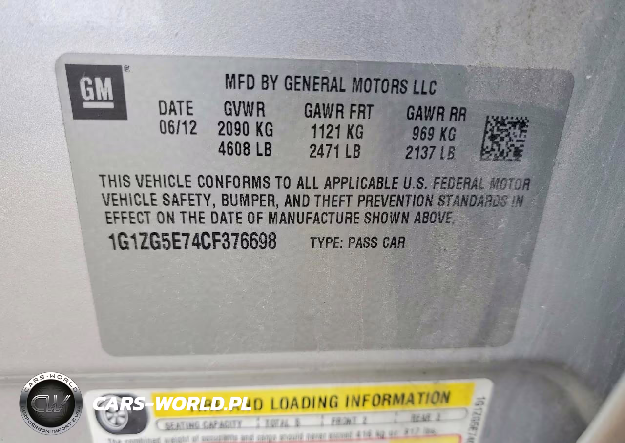 2012 Chevrolet Malibu Ltz VIN:1G1ZG5E74CF376698 - 12