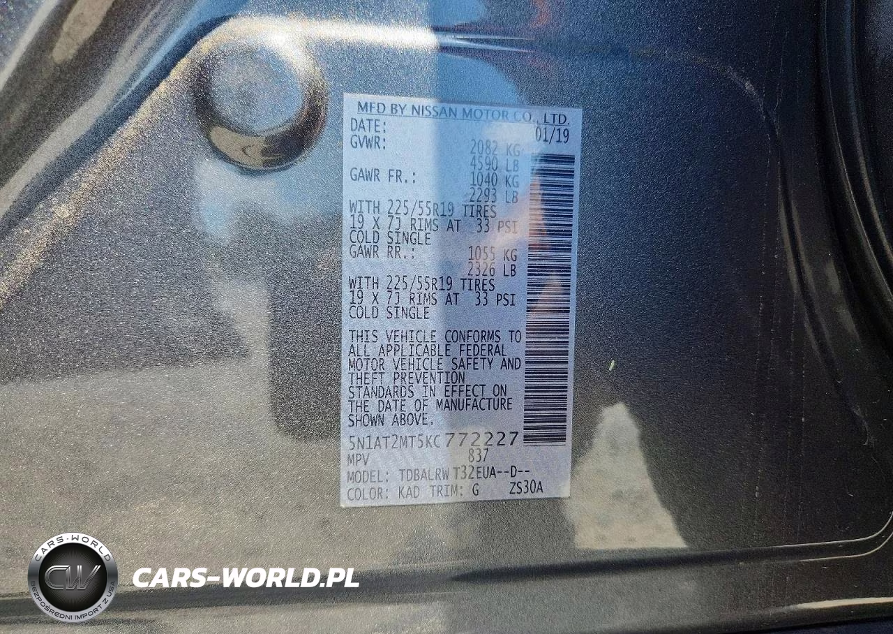 2019 Nissan Rogue Sl VIN:5N1AT2MT5KC772227 - 14