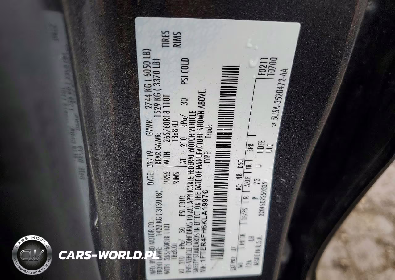 2019 Ford Ranger Xl VIN:1FTER4FH6KLA19976 - 12