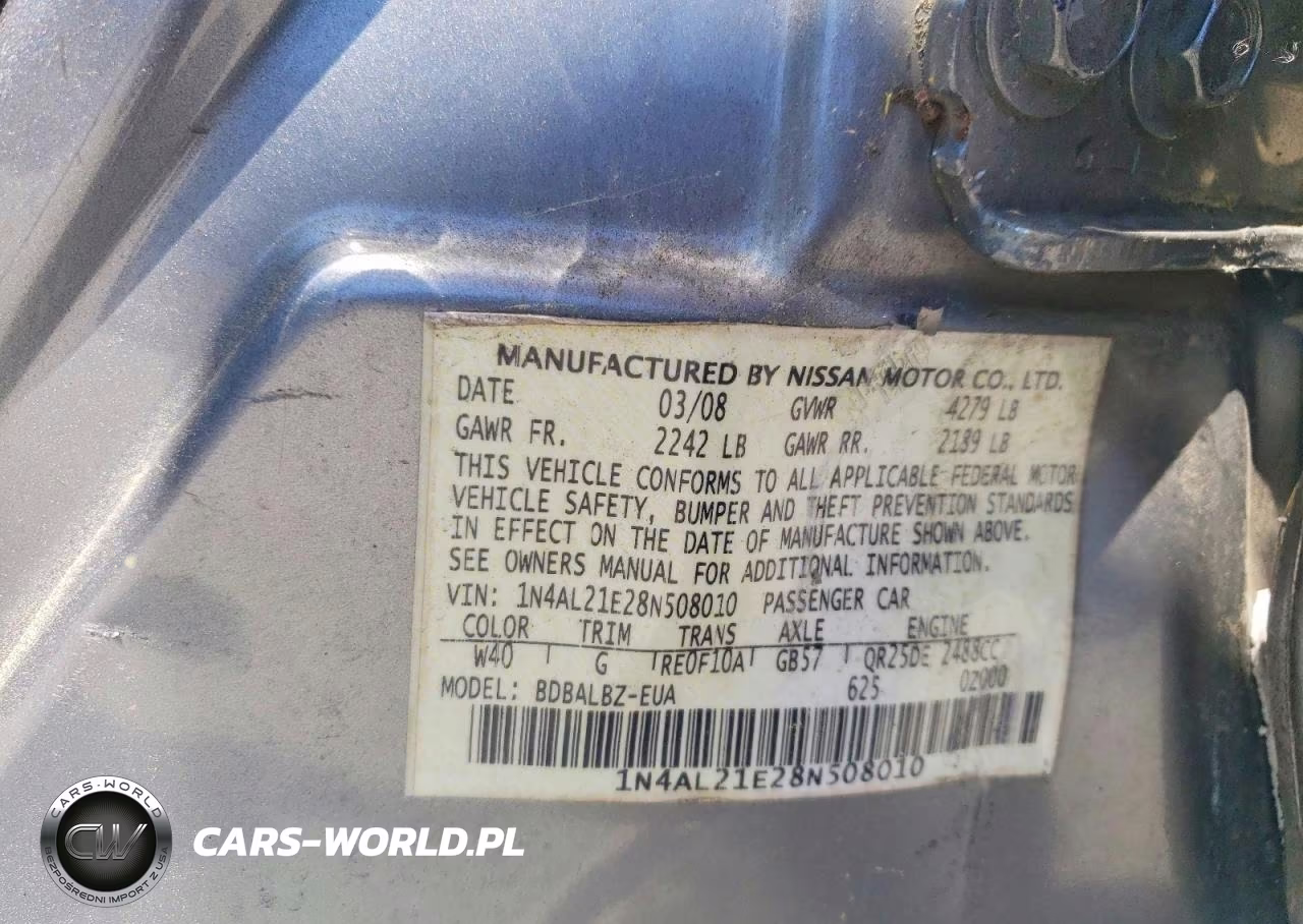 2008 Nissan Altima 2.5 VIN:1N4AL21E28N508010 - 12