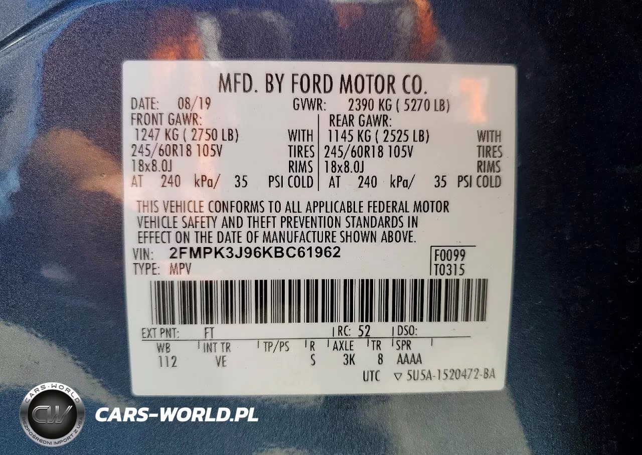 2019 Ford Edge Sel VIN:2FMPK3J96KBC61962 - 14