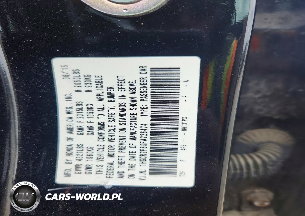 2015 Honda Accord Exl VIN:1HGCR2F80FA226474 - 12