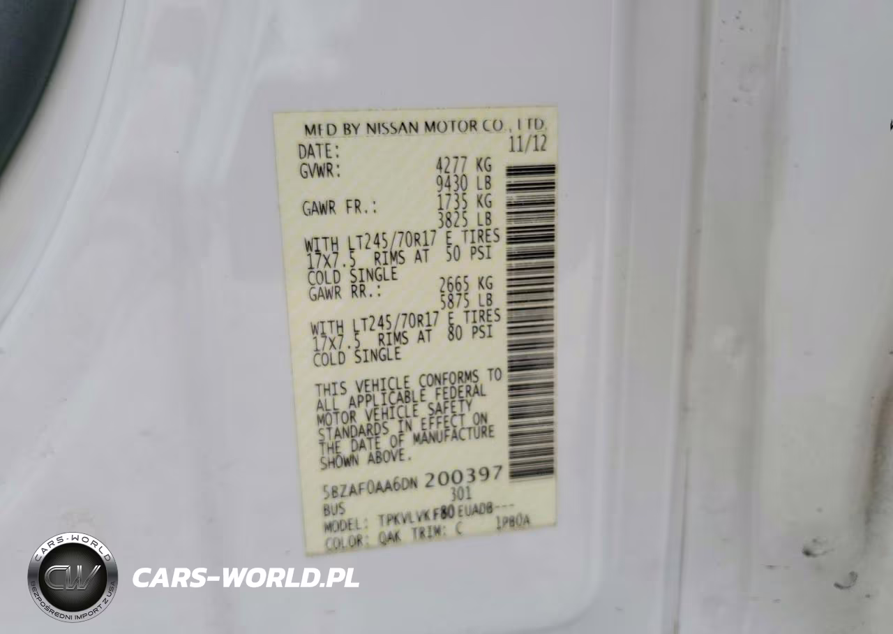 2013 Nissan Nv 3500 Hd S VIN:5BZAF0AA6DN200397 - 13