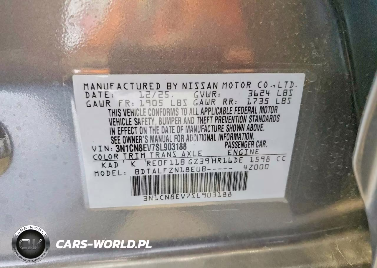 2025 Nissan Versa Sv VIN:3N1CN8EV7SL903188 - 12