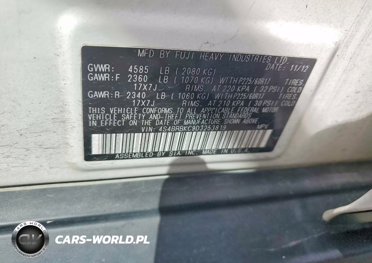 2013 Subaru Outback 2.5I Limited VIN:4S4BRBKC9D3253819 - 13