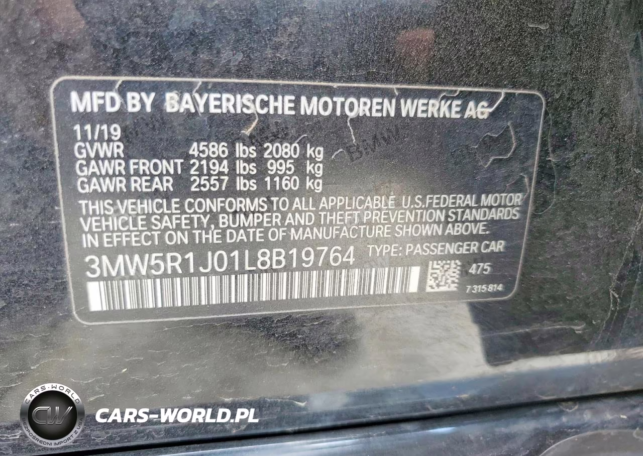 2020 BMW 330I VIN:3MW5R1J01L8B19764 - 12