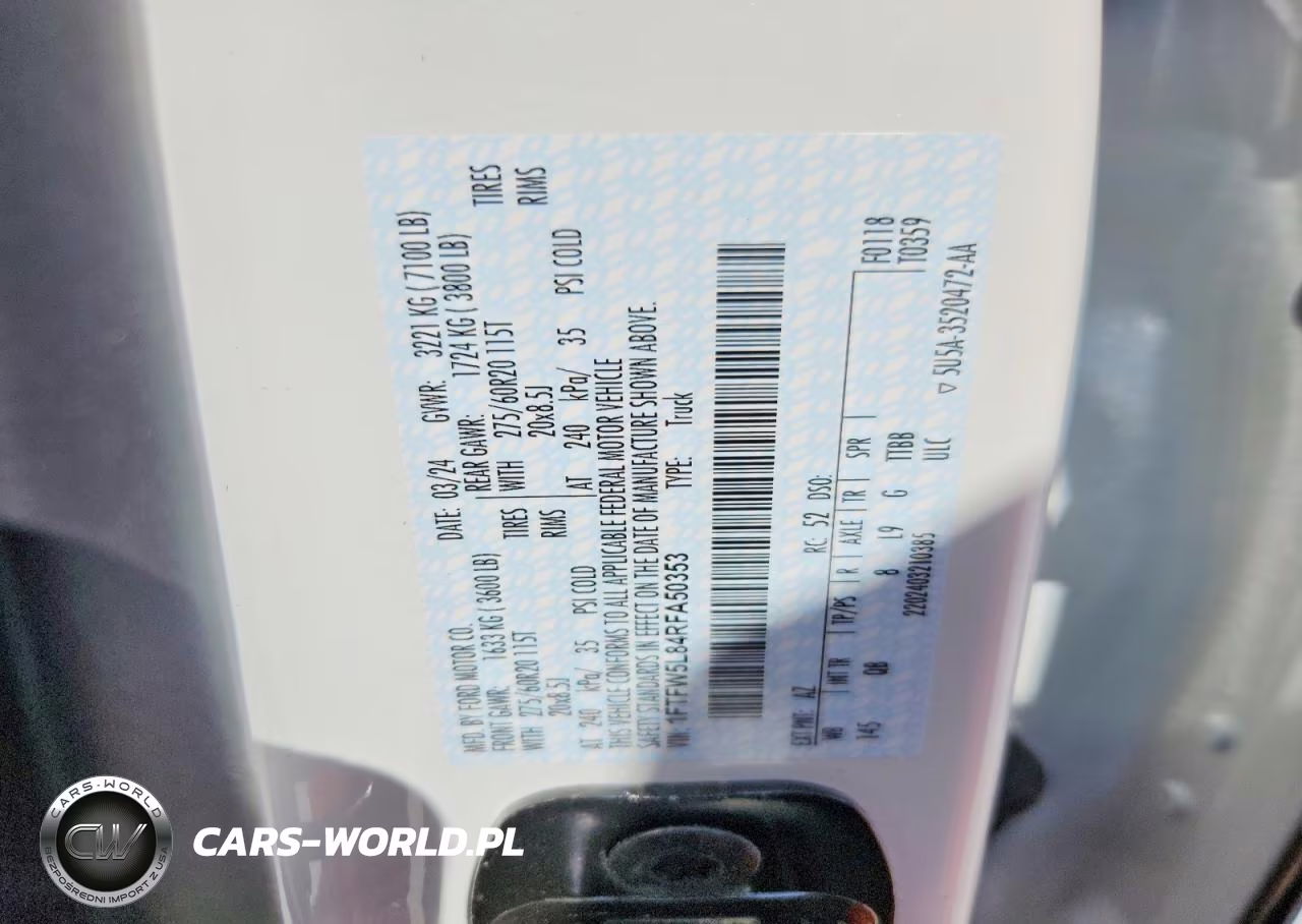 2024 Ford F150 Lariat VIN:1FTFW5L84RFA50353 - 12