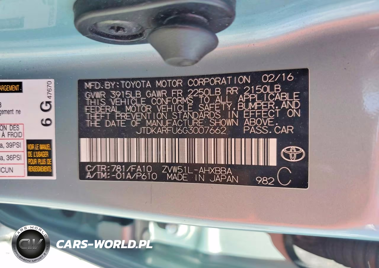 2016 Toyota Prius Two Eco VIN:JTDKARFU6G3007662 - 13