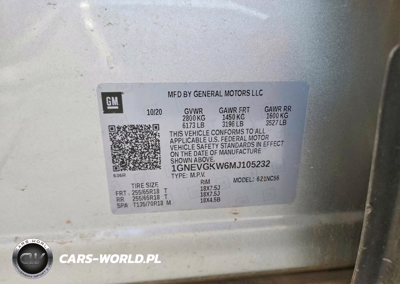 2021 Chevrolet Traverse Lt VIN:1GNEVGKW6MJ105232 - 13
