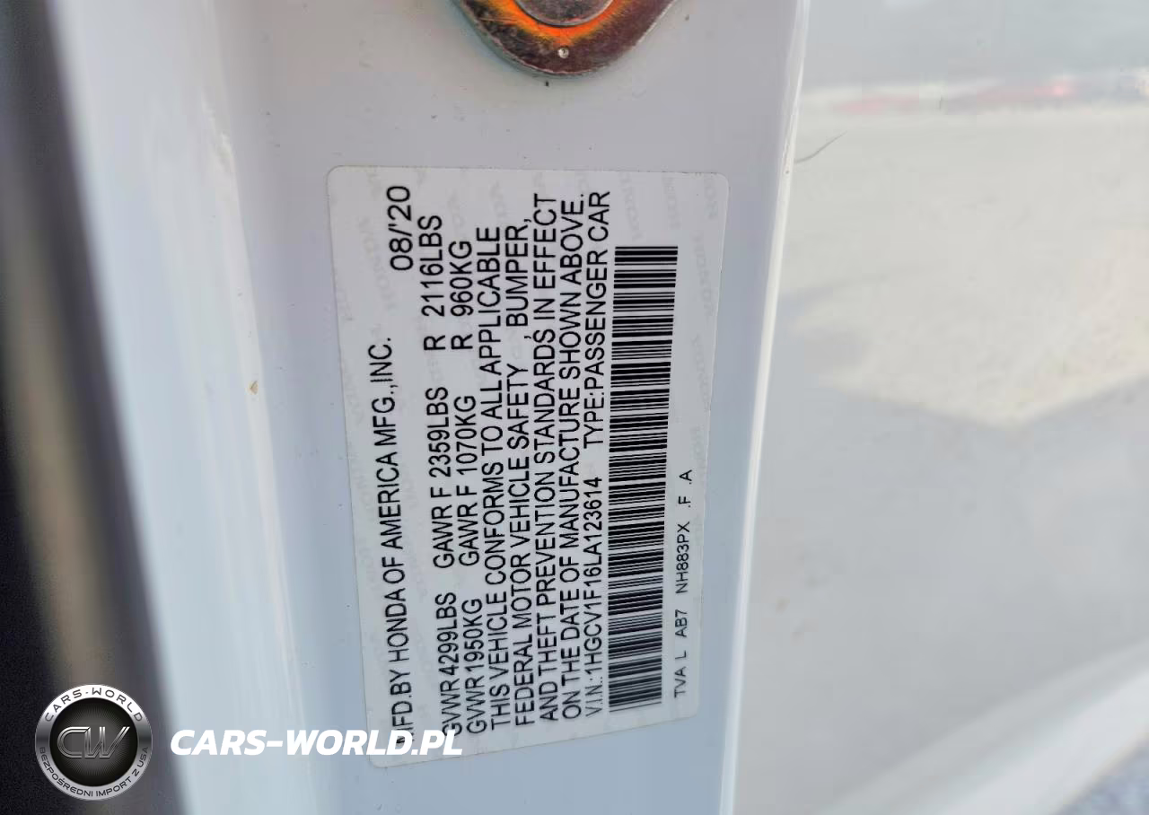 2020 Honda Accord Lx VIN:1HGCV1F16LA123614 - 12