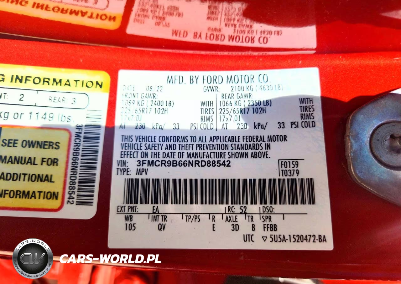 2022 Ford Bronco Sport Big Bend VIN:3FMCR9B66NRD88542 - 12