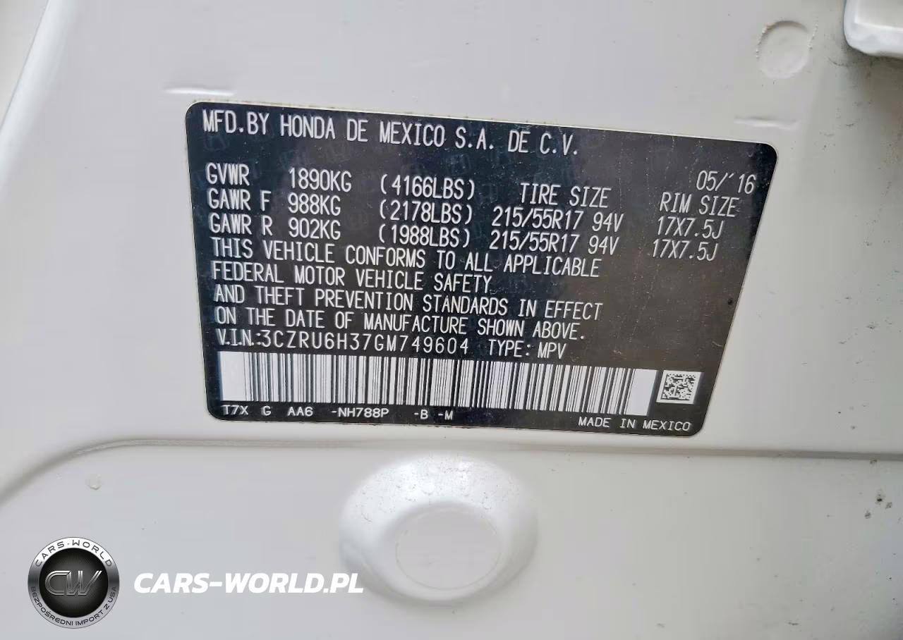 2016 Honda Hr-V Lx VIN:3CZRU6H37GM749604 - 13