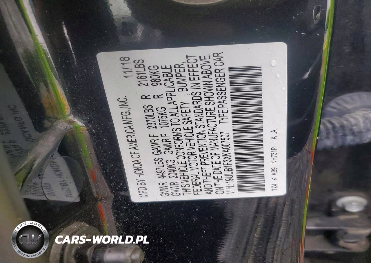 2019 Acura Tlx VIN:19UUB1F3XKA007507 - 13