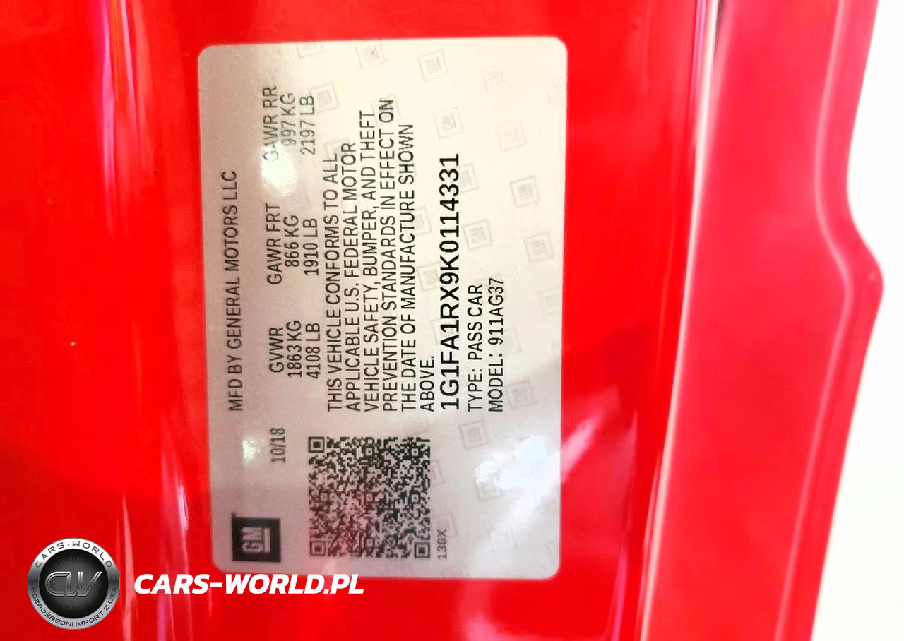 2019 Chevrolet Camaro Ls VIN:1G1FA1RX9K0114331 - 12