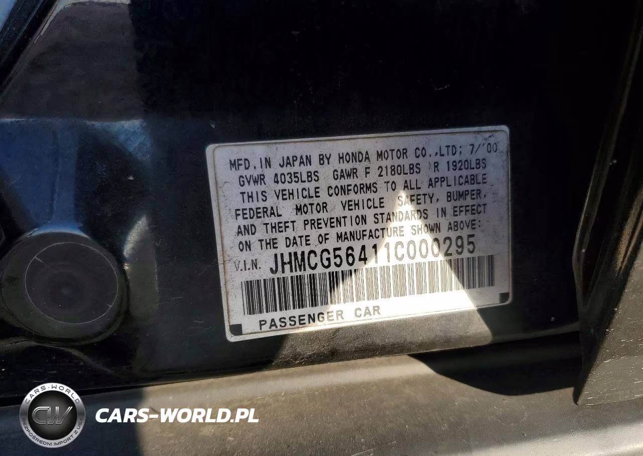 2001 Honda Accord Lx VIN:JHMCG56411C000295 - 12