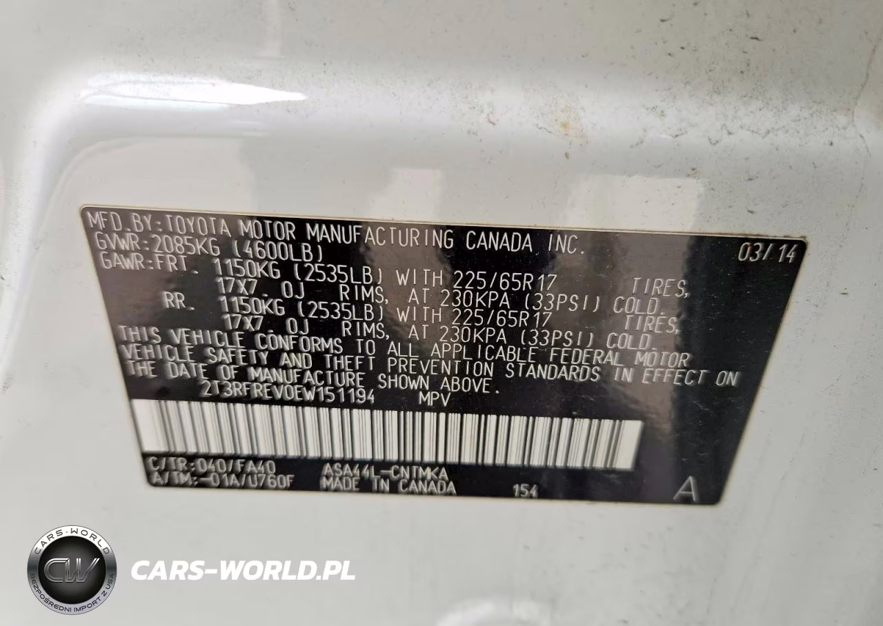 2014 Toyota Rav4 Xle VIN:2T3RFREV0EW151194 - 13