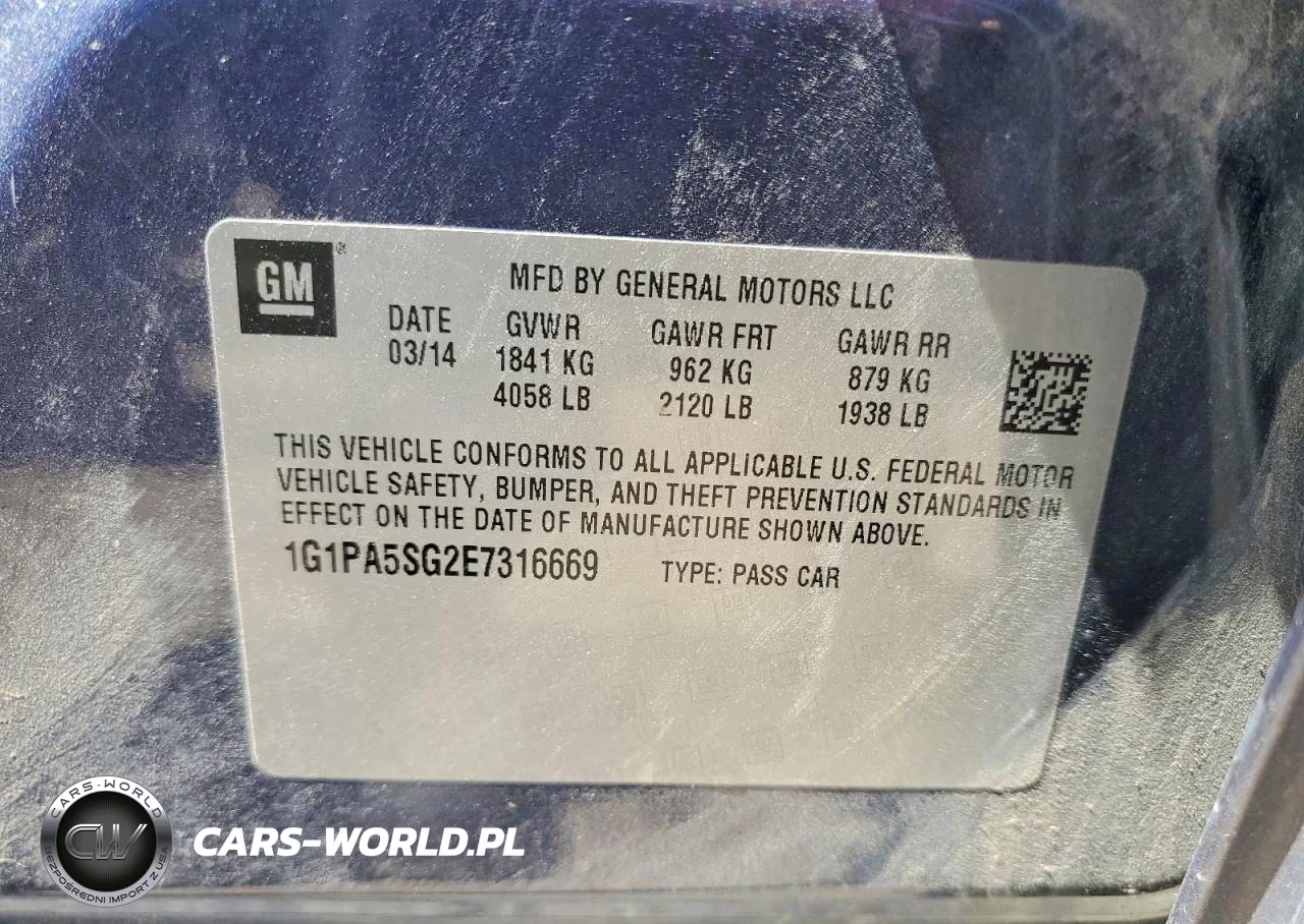 2014 Chevrolet Cruze Ls VIN:1G1PA5SG2E7316669 - 13