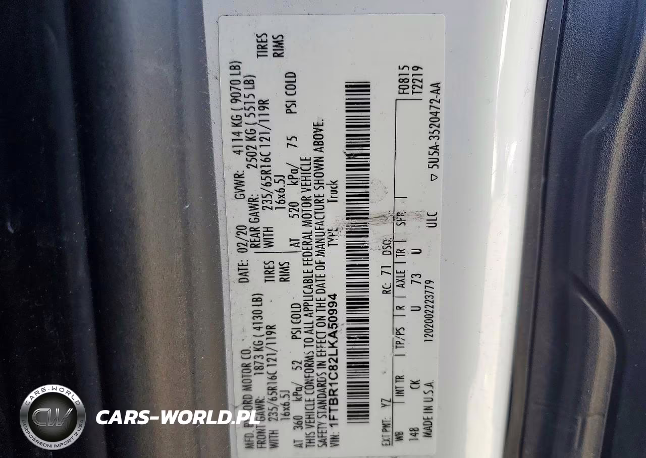 2020 Ford Transit T-250 VIN:1FTBR1C82LKA50994 - 13