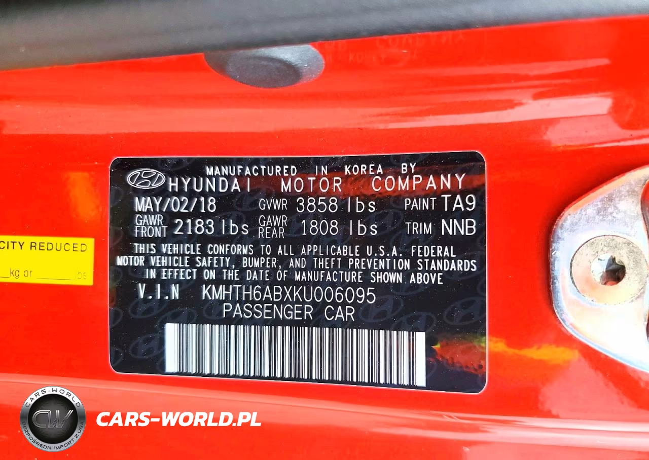 2019 Hyundai Veloster Turbo 1.6T VIN:KMHTH6ABXKU006095 - 12
