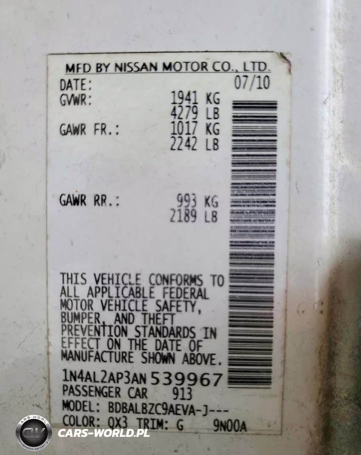 2010 Nissan Altima 2.5 VIN:1N4AL2AP3AN539967 - 12