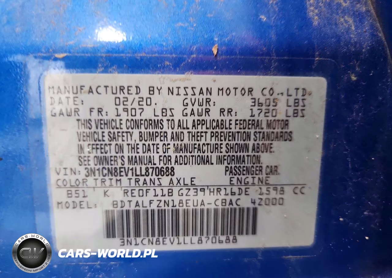 2020 Nissan Versa Sv VIN:3N1CN8EV1LL870688 - 12