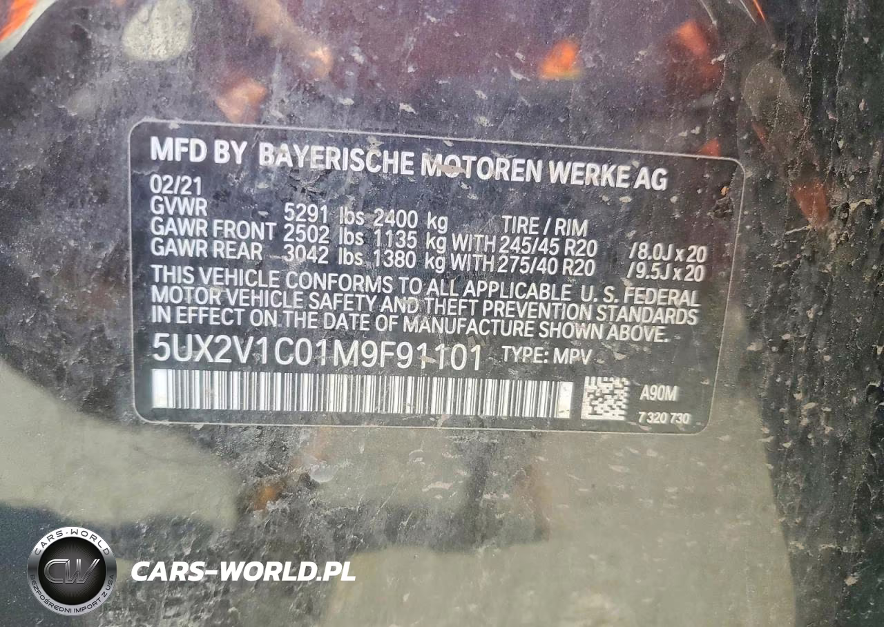 2021 BMW X4 xDrive30I VIN:5UX2V1C01M9F91101 - 14