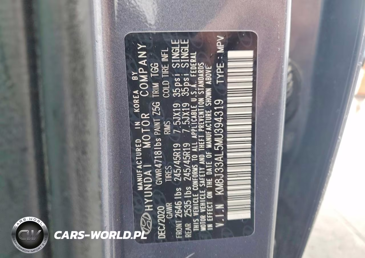 2021 Hyundai Tucson Sport VIN:KM8J33AL5MU394319 - 14