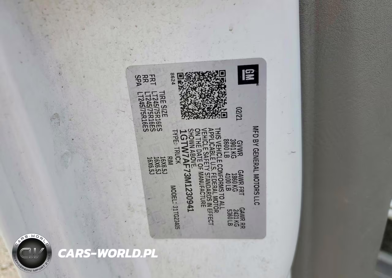 2021 GMC Savana G2500 VIN:1GTW7AF73M1230941 - 13