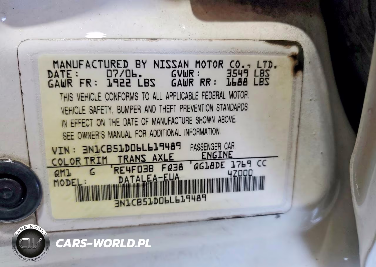 2006 Nissan Sentra 1.8 VIN:3N1CB51D06L619489 - 13