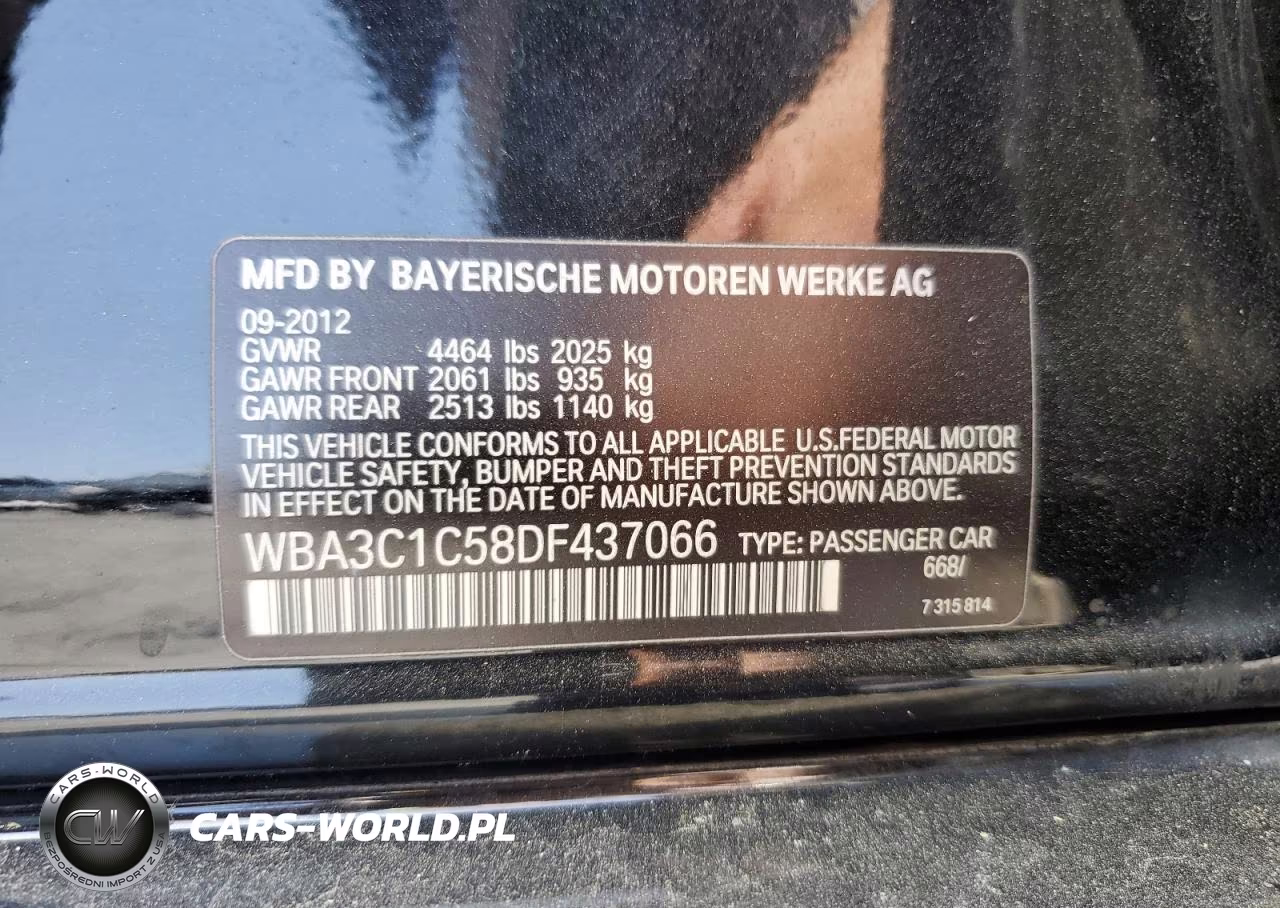 2013 BMW 328 I Sulev VIN:WBA3C1C58DF437066 - 12