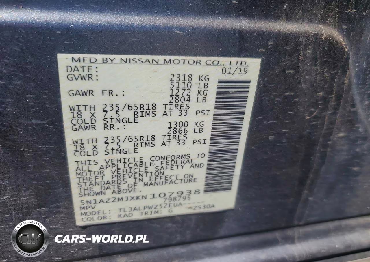 2019 Nissan Murano S VIN:5N1AZ2MJXKN107938 - 14