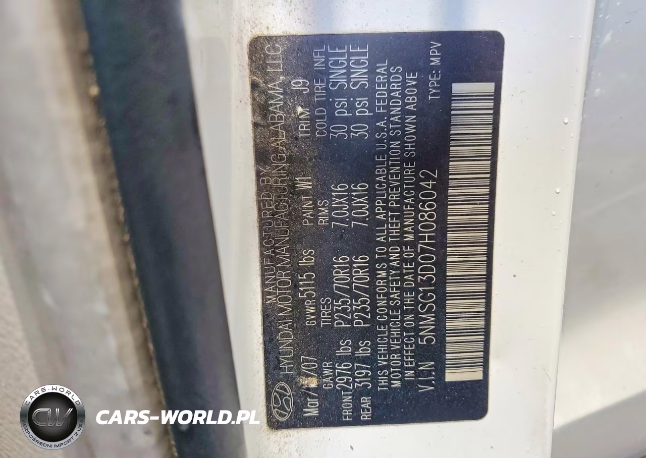 2007 Hyundai Santa Fe VIN:5NMSG13D07H086042 - 13