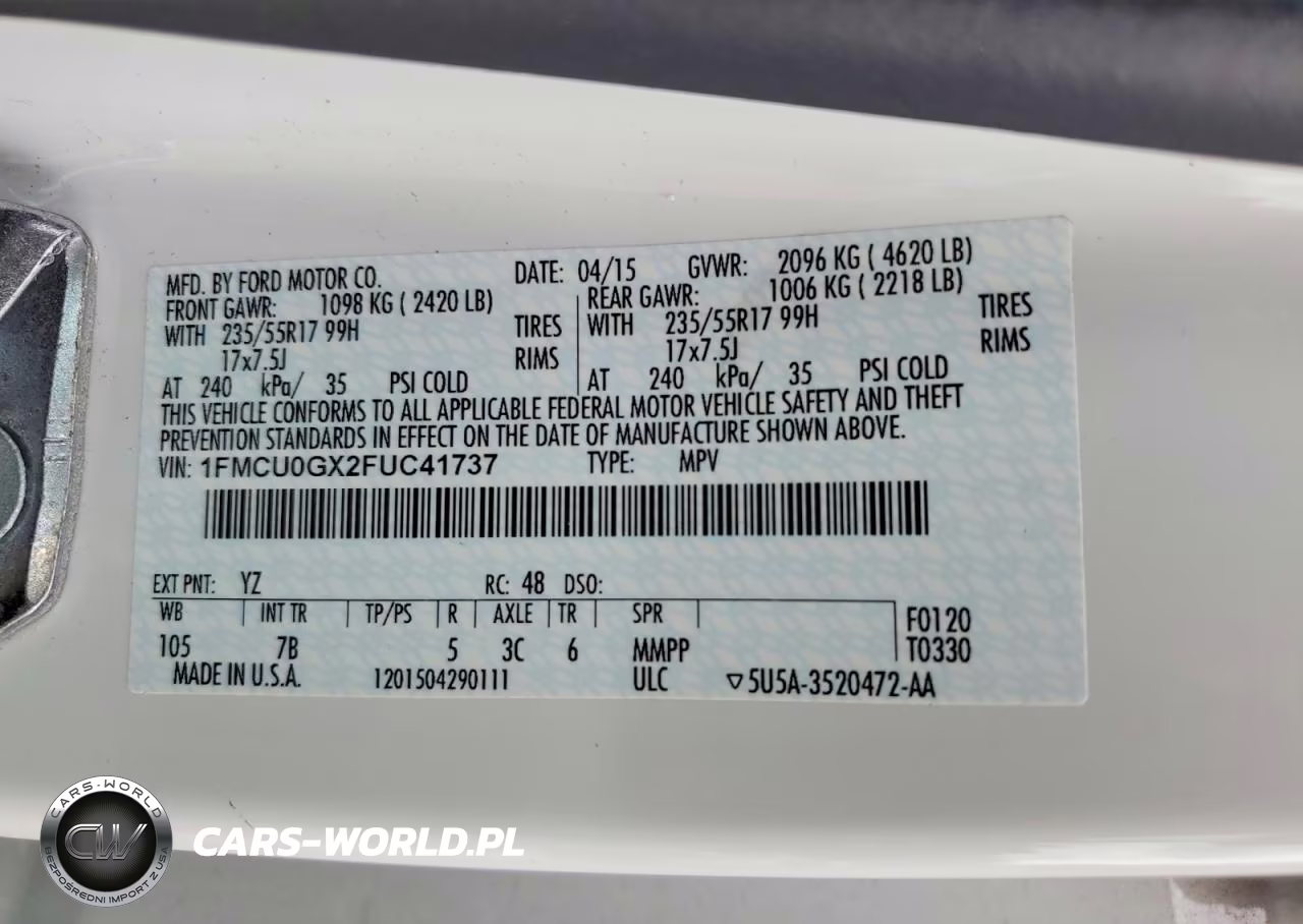 2015 Ford Escape Se VIN:1FMCU0GX2FUC41737 - 12