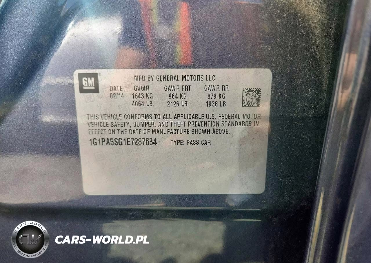 2014 Chevrolet Cruze Ls VIN:1G1PA5SG1E7287634 - 12