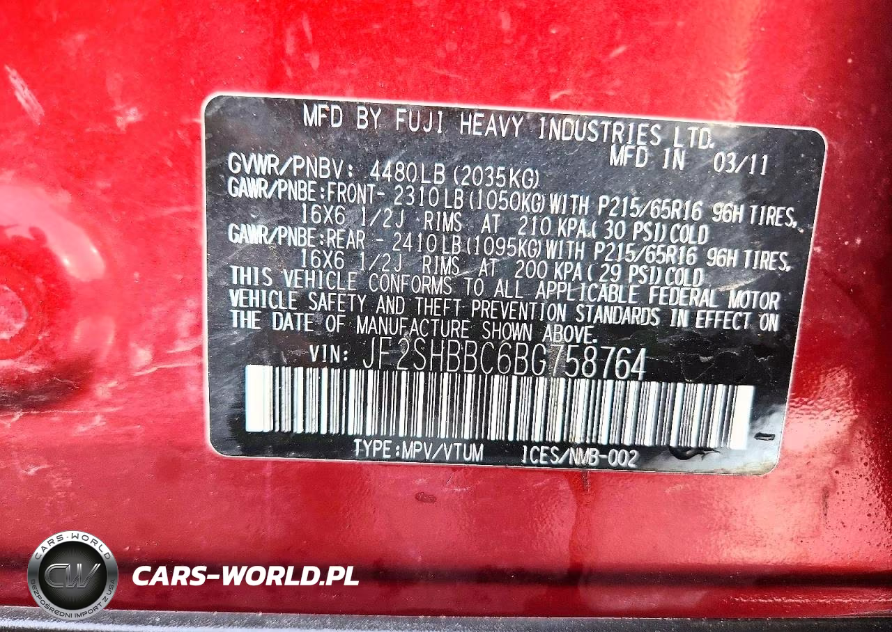 2011 Subaru Forester 2.5X VIN:JF2SHBBC6BG758764 - 13