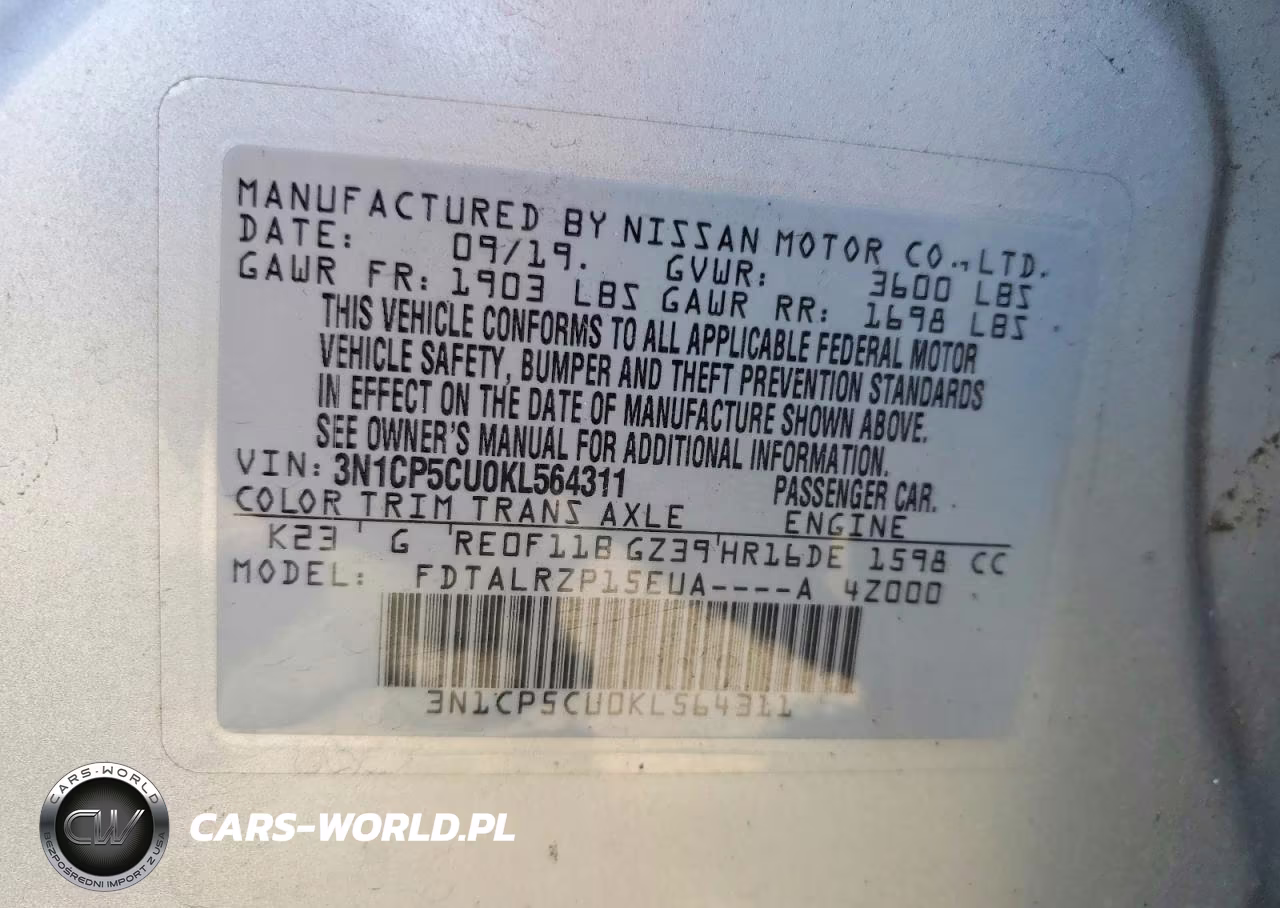 2019 Nissan Kicks S VIN:3N1CP5CU0KL564311 - 12