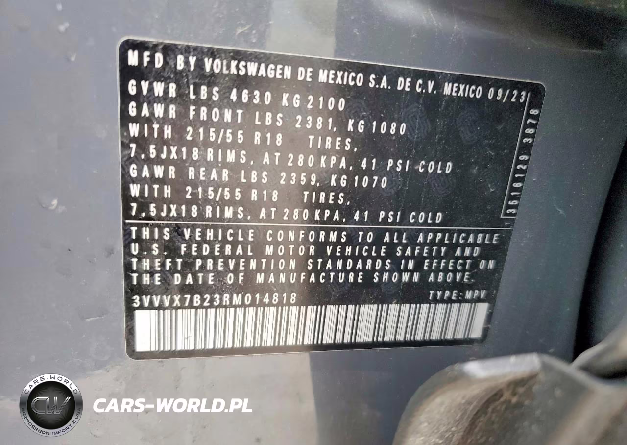 2024 Volkswagen Taos Se VIN:3VVVX7B23RM014818 - 13