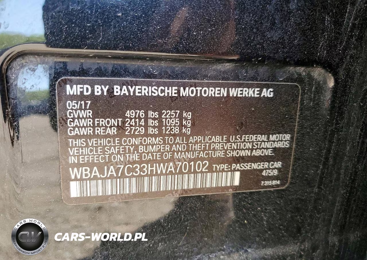 2017 BMW 530 Xi VIN:WBAJA7C33HWA70102 - 12