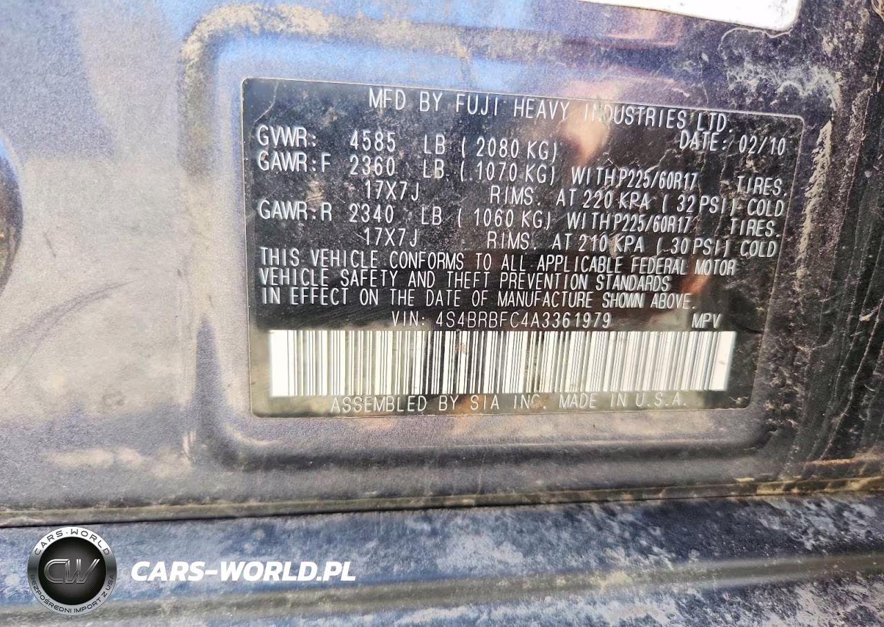 2010 Subaru Outback 2.5I Premium VIN:4S4BRBFC4A3361979 - 13