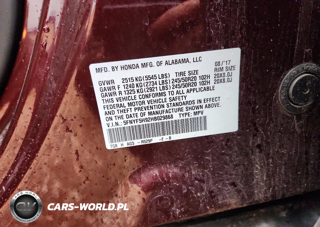 2017 Honda Pilot Touring VIN:5FNYF5H92HB029868 - 13