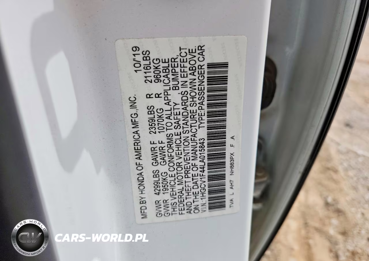2020 Honda Accord Ex VIN:1HGCV1F44LA015843 - 12