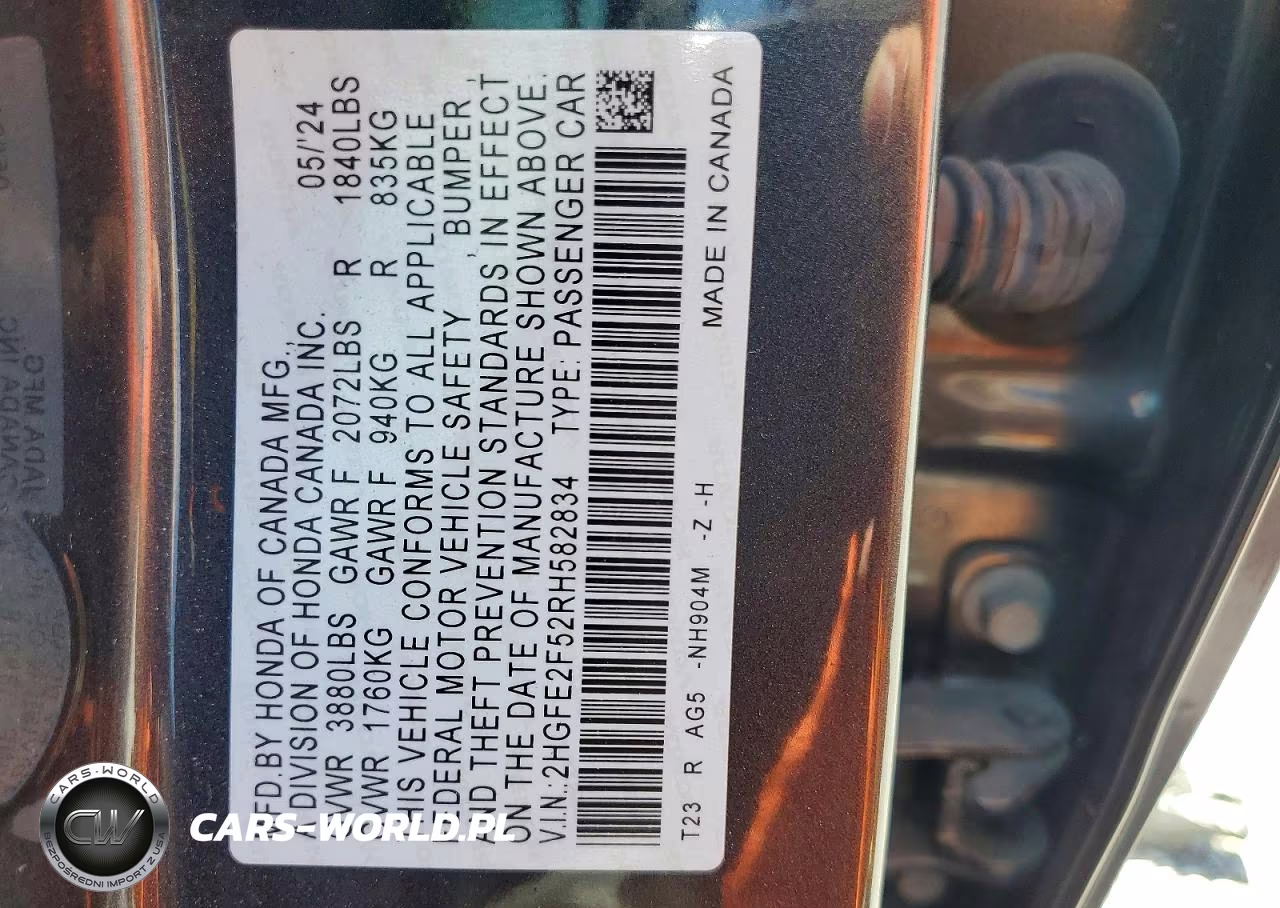 2024 Honda Civic Sport VIN:2HGFE2F52RH582834 - 13