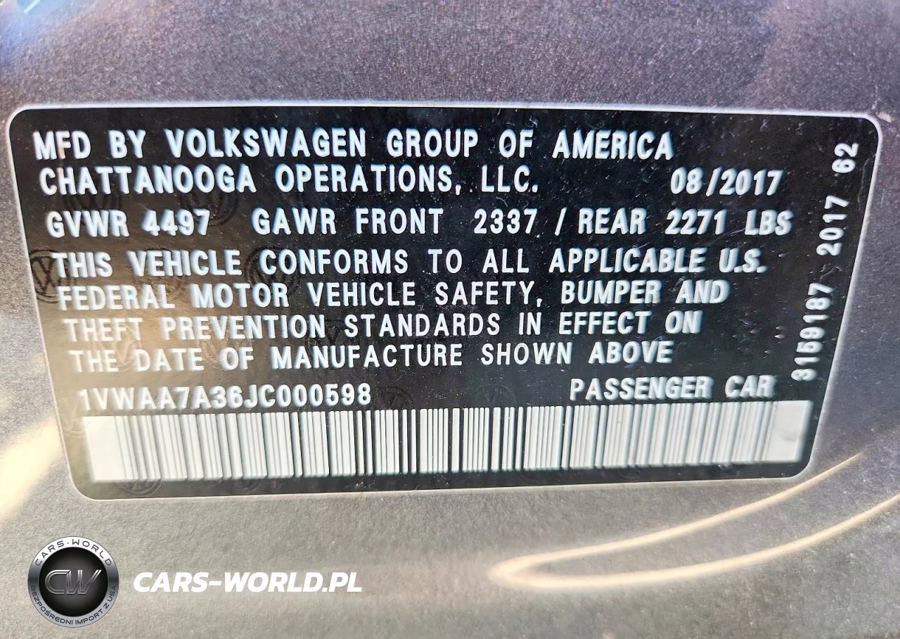 2018 Volkswagen Passat S VIN:1VWAA7A36JC000598 - 13