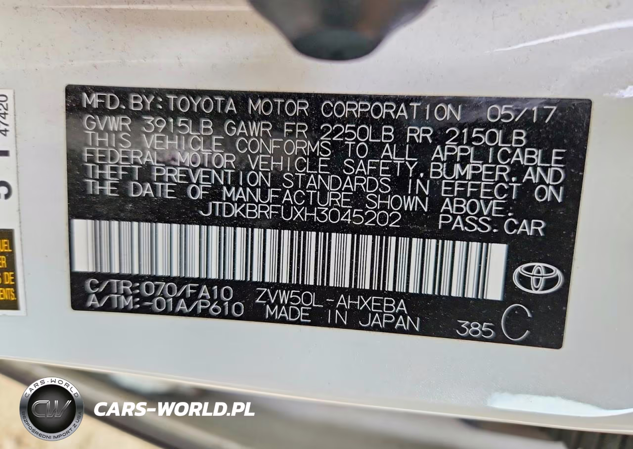 2017 Toyota Prius Two VIN:JTDKBRFUXH3045202 - 12